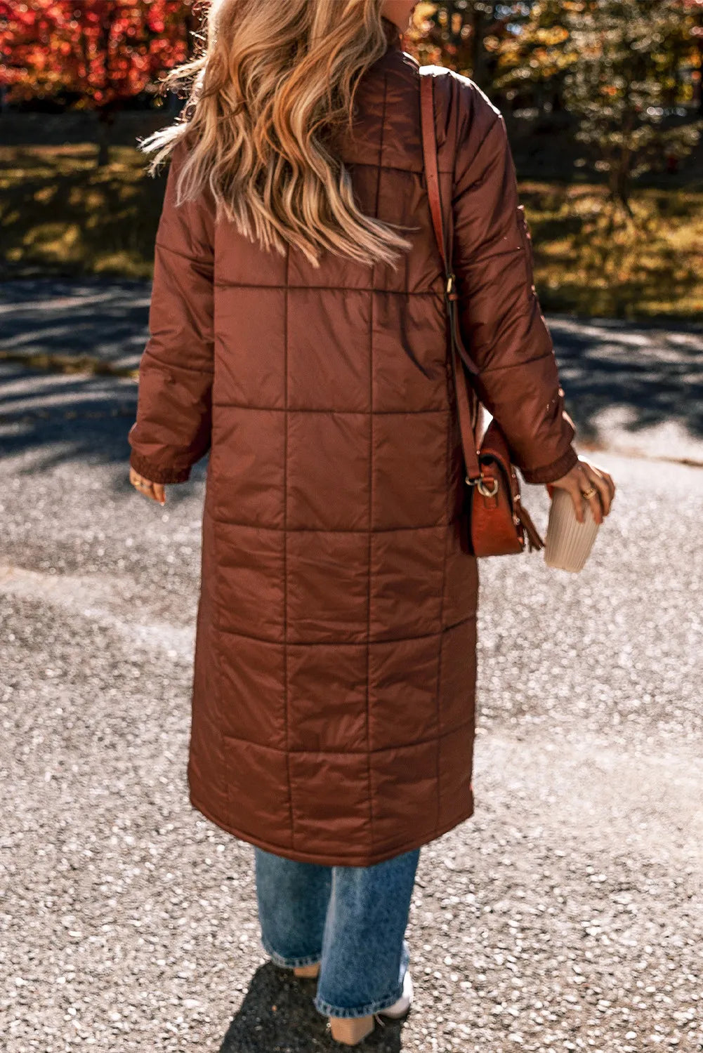 Pocketed Bubble Texture Winter Coat