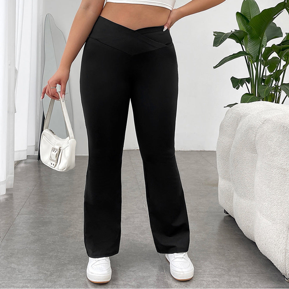 Curve V Waist Casual High Waist Bootcut Pants