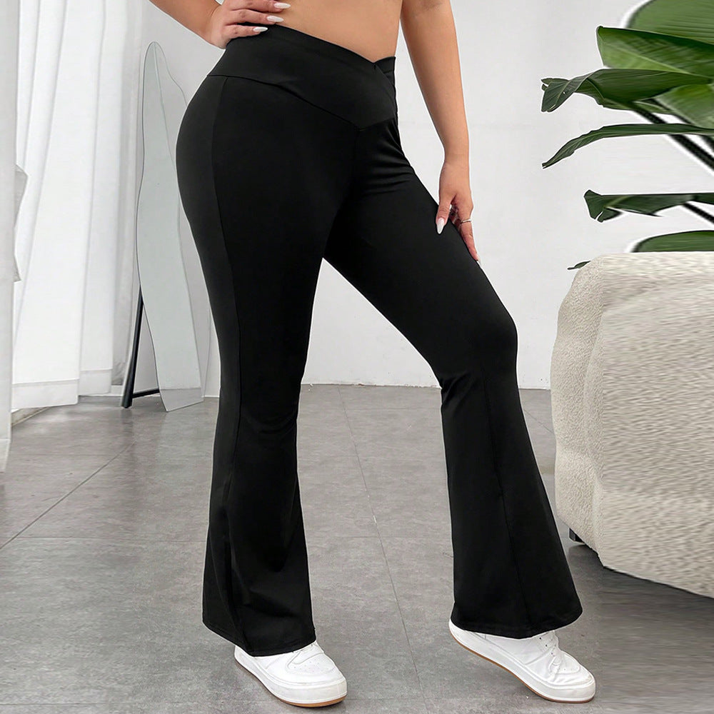 Curve V Waist Casual High Waist Bootcut Pants