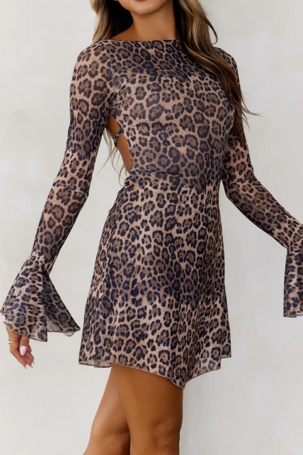 Backless Flare Sleeve Dress