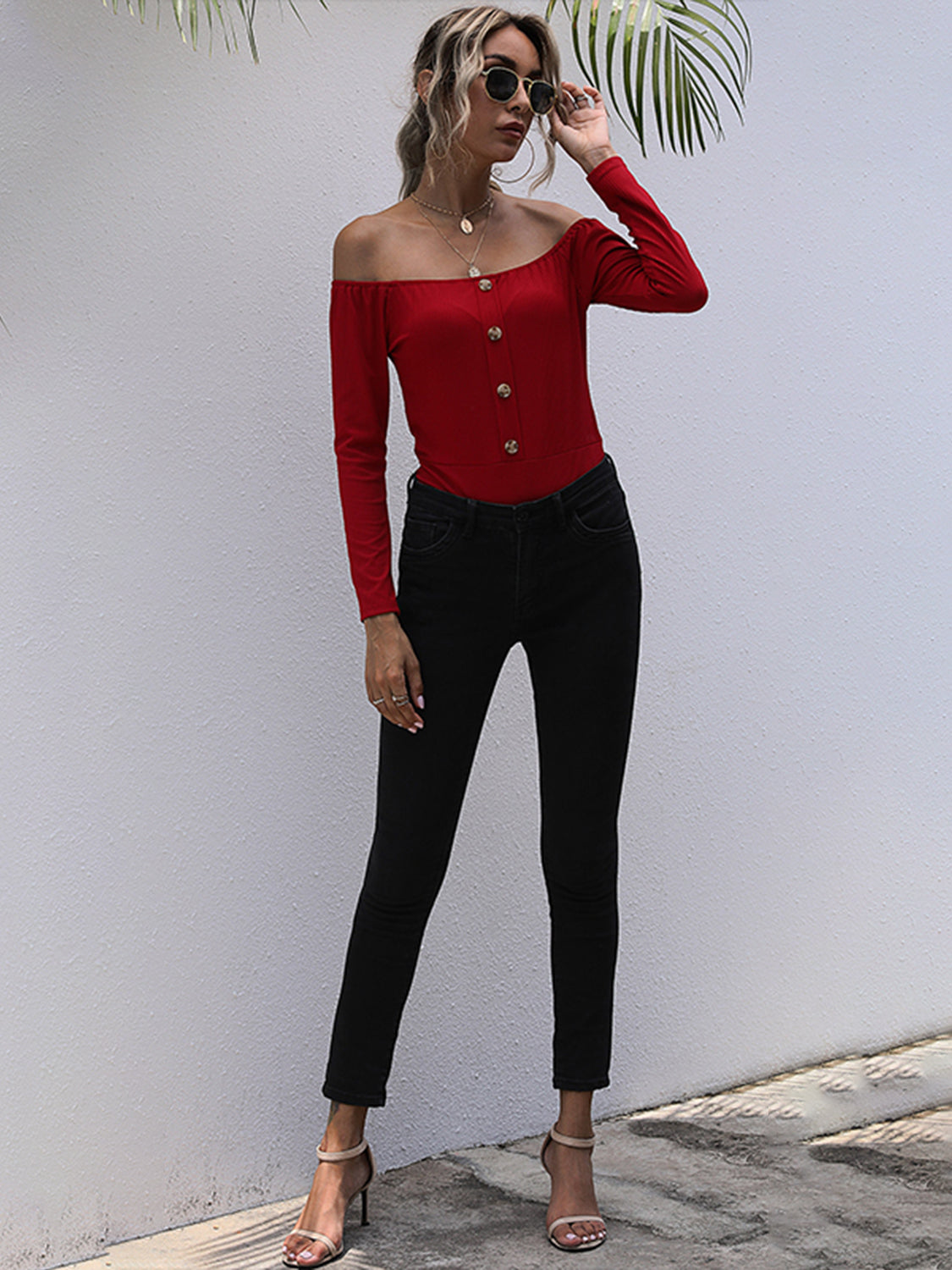 Off-Shoulder Long Sleeve Bodysuit