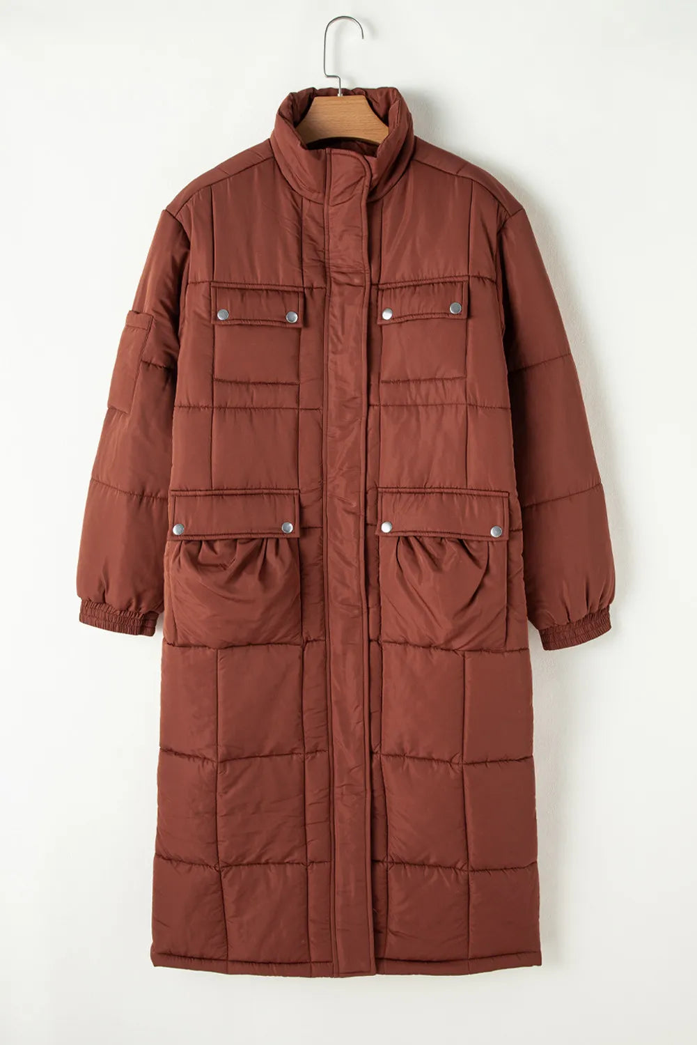 Pocketed Bubble Texture Winter Coat