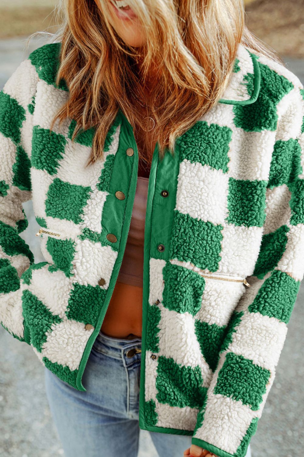 Checkered Snap Down Jacket