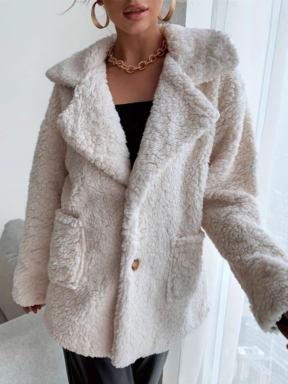 Fuzzy Open Front Coat