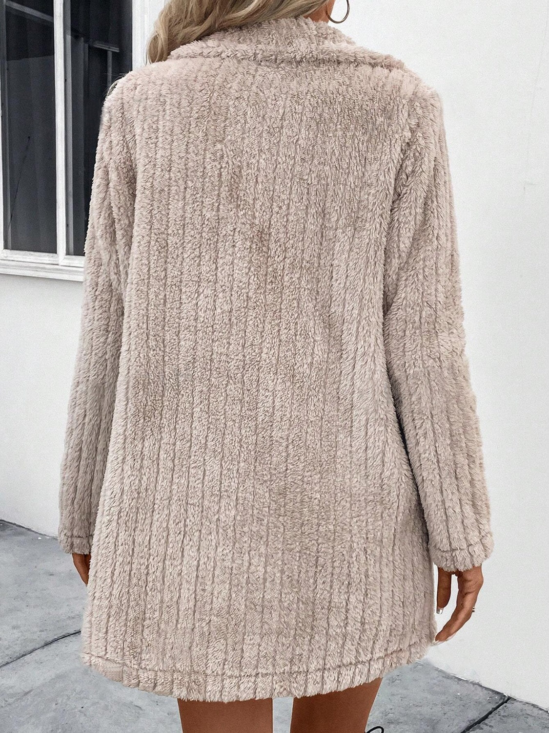Fuzzy Button Up Coat with Pockets