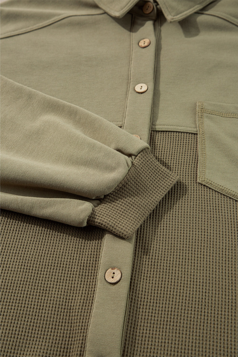 Waffle-Knit Collared Neck Shacket