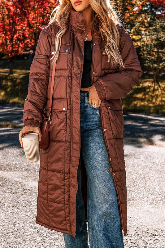 Pocketed Bubble Texture Winter Coat