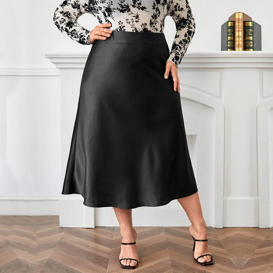 Curve Satin A-Line Skirt