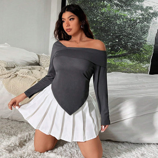 Curve Strapless Asymmetric Ribbed Top