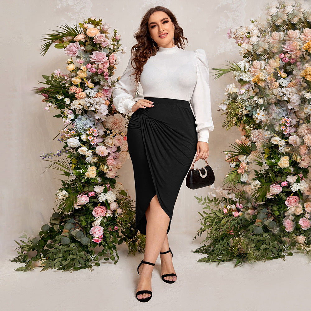 Curve High Waist Slit Wrapped Skirt