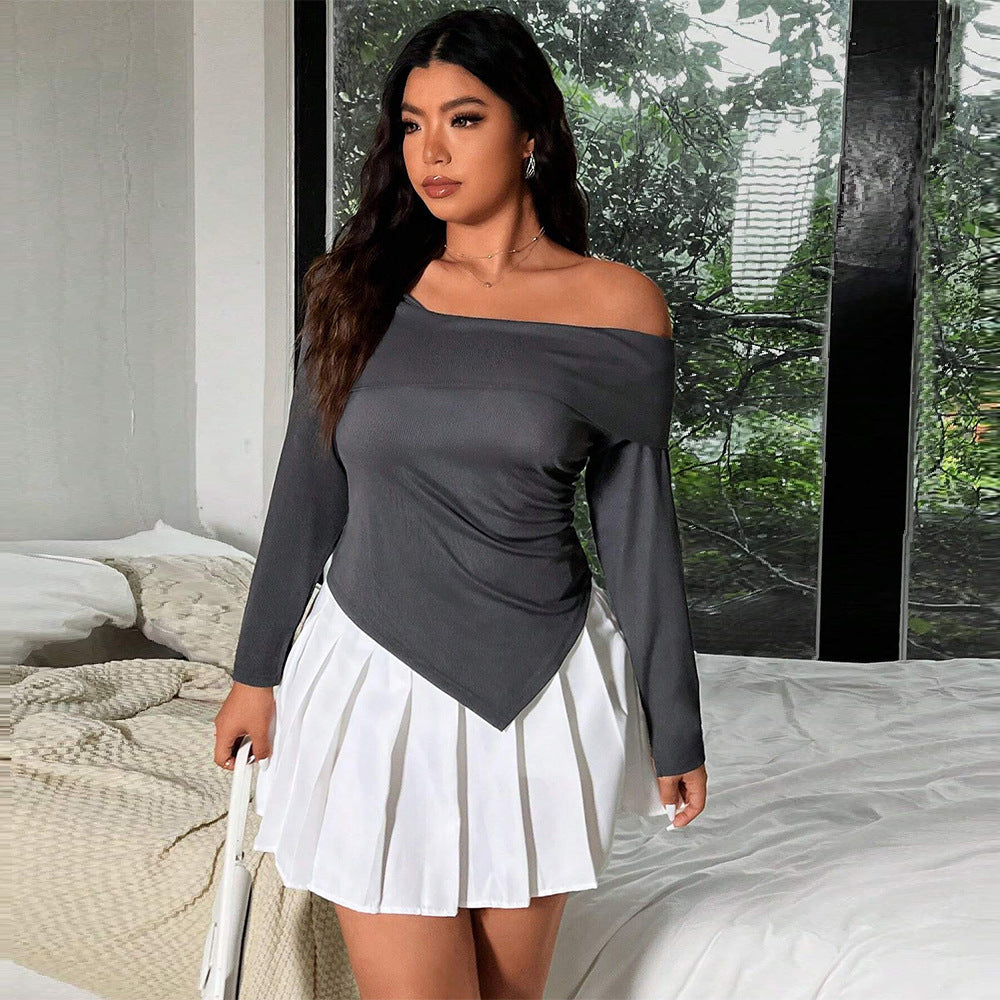 Curve Strapless Asymmetric Ribbed Top