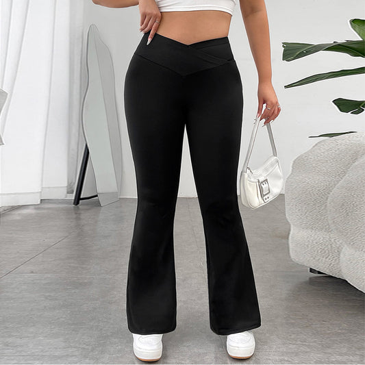 Curve V Waist Casual High Waist Bootcut Pants
