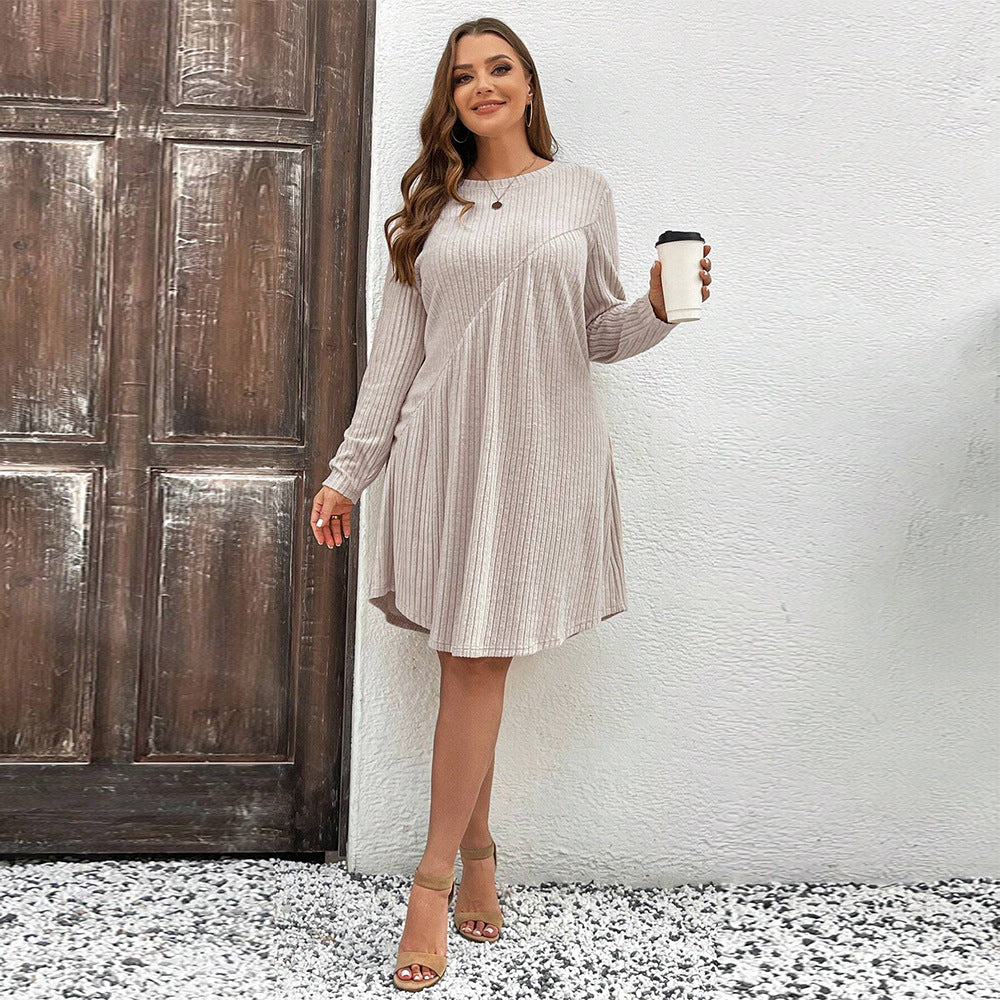 Curve Ribbed Flowy Midi Dress