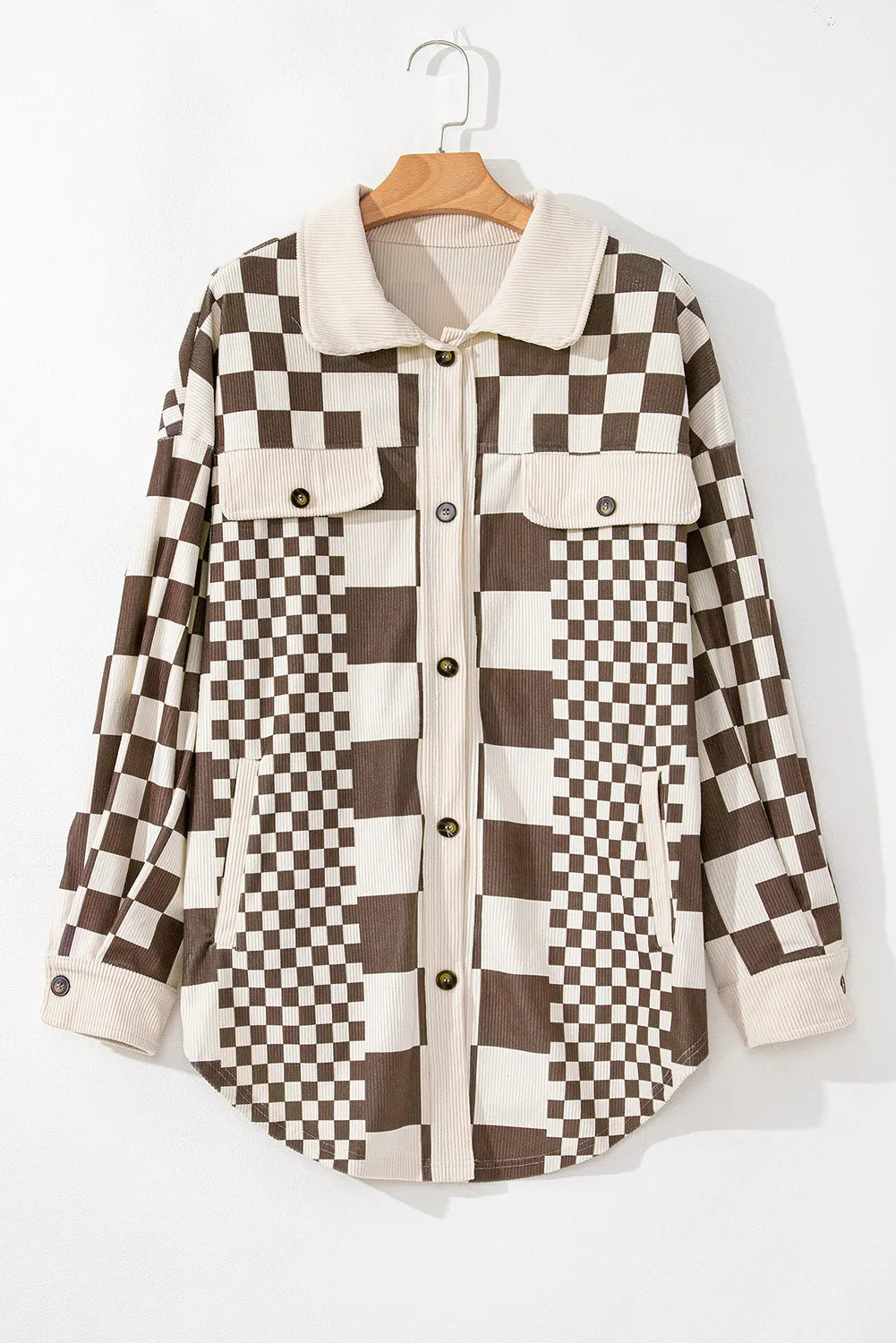 Curve Checkered Button Up Jacket