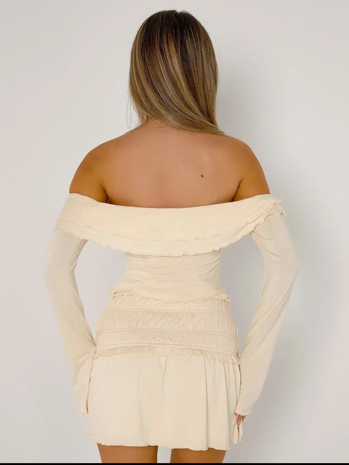Twisted Ruffled Off-Shoulder Long Sleeve T-Shirt